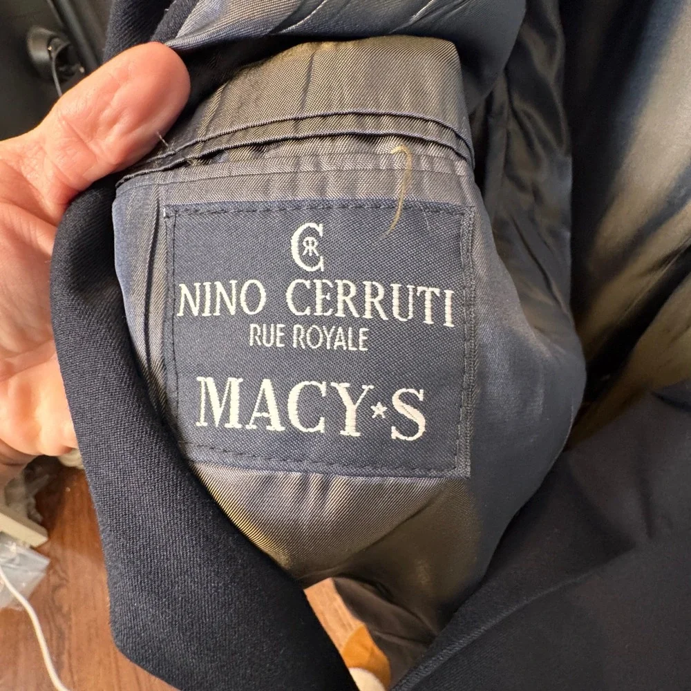 VTG Nino Cerruti Rue Royale Blazer Jacket Mens Sport Coat Navy Blue Tailored USA